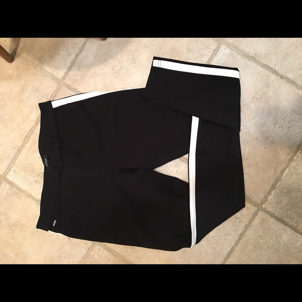 Black pants with white side stripe